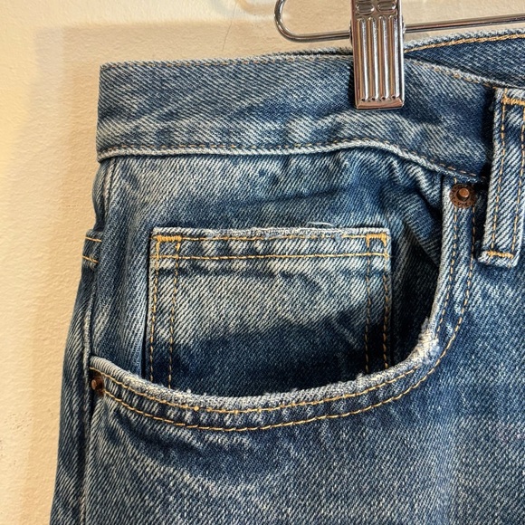 ZARA Sz 14 Jeans High Rise Bootcut Mid-Wash 100% Cotton Slight Distressing NEW - Picture 6 of 13